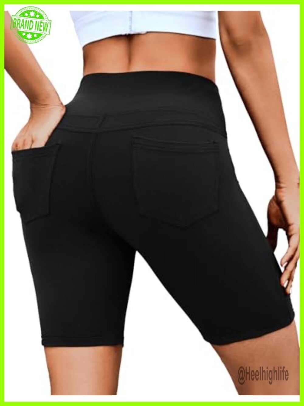 High Waisted Biker Shorts with Pockets Tummy Control Running Shorts